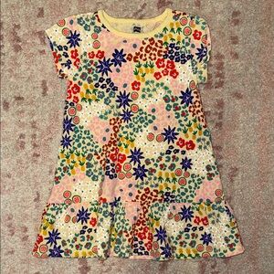 Tea Collection Floral/Leopard Short Sleeve Dress - Size 3